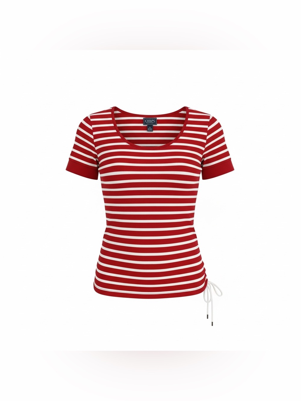 Chaps Nautical Tee Women’s XL 100% Rib Knit Red White Stripes Scoop Neck